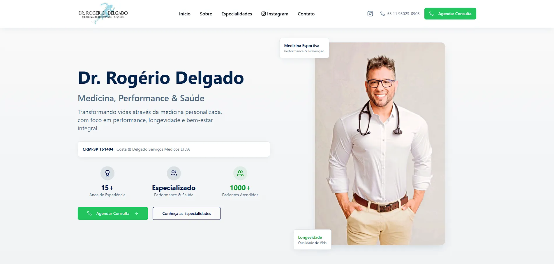 Projeto Dr. Rogério Delgado - Site Institucional desenvolvido pela UTI da Informática