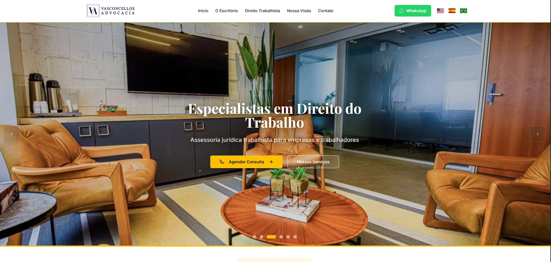 Projeto Vasconcellos Advocacia - Site Institucional desenvolvido pela UTI da Informática