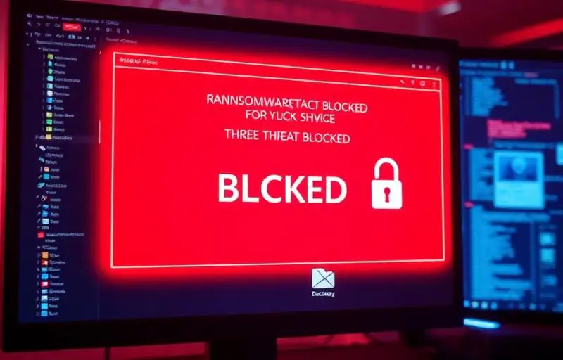 Tela de bloqueio de ransomware em computador corporativo em SP