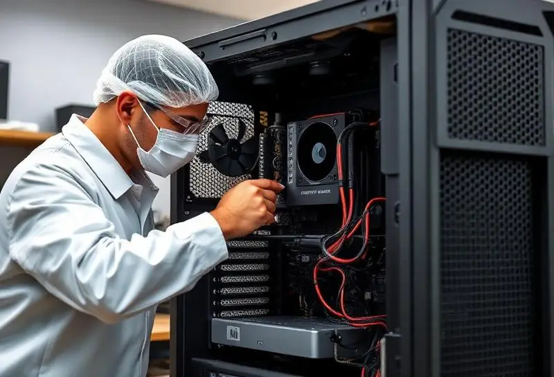 Manutenção e limpeza interna de computador corporativo em laboratório de SP