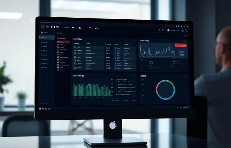 Dashboard de UTM mostrando tráfego de rede bloqueado em empresa de São Paulo