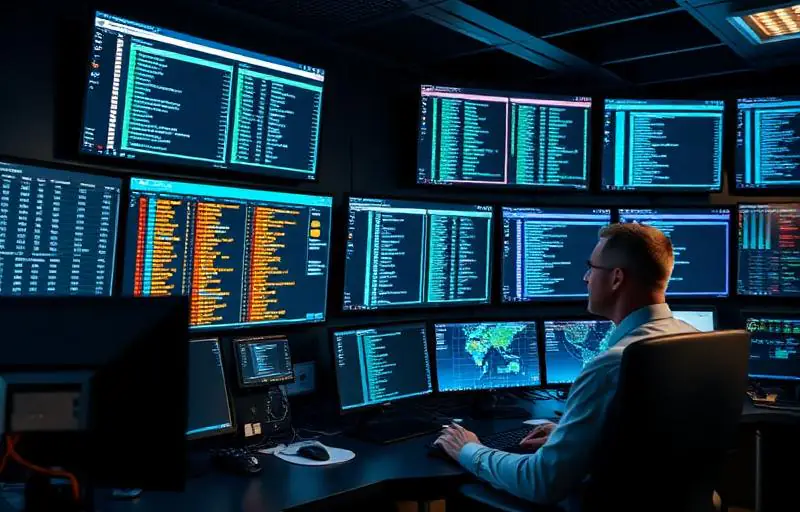Console de monitoramento de firewall com logs de segurança em SP
