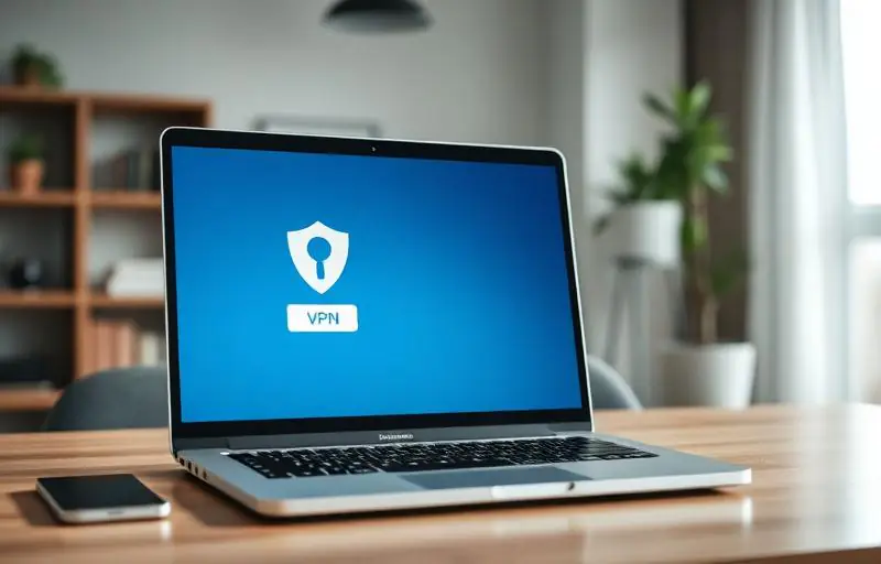 Colaborador conectando via VPN segura em home office em SP