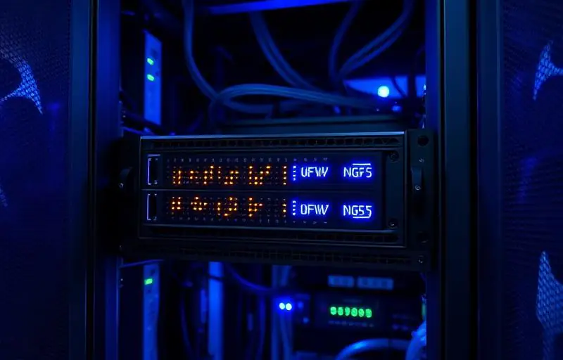 Firewall NGFW instalado em rack de datacenter em São Paulo